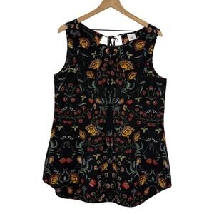 Cabi Legend Tank Top Womens L Black Folklore Floral Print Boho Fairy Festival